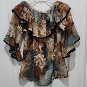 Katie Floral Off-Shoulder Sheer Women Top